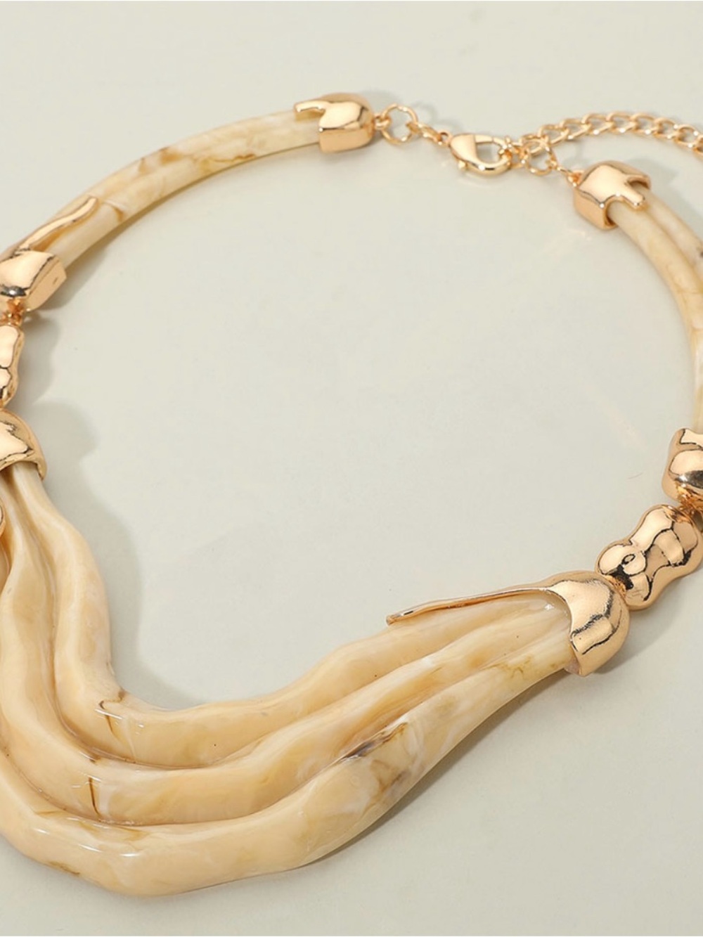 Gold-Tone Cream Multi-Strand Statement Necklace